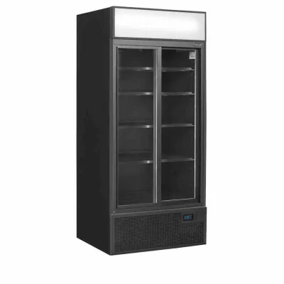 TEFCOLD - Vitrine réfrigérée noire 2 portes avec caisson 462 L