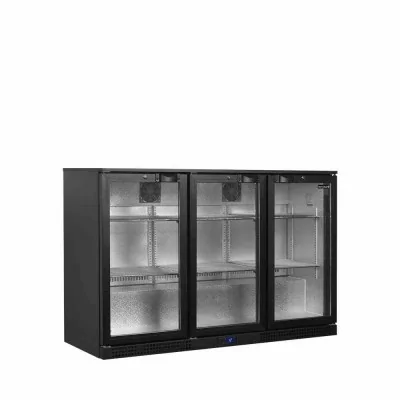 TEFCOLD - Arrière bar noir 3 portes vitrées battantes 288 L