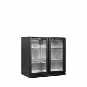 TEFCOLD - Arrière de bar noir 2 portes vitrées battantes 182 L