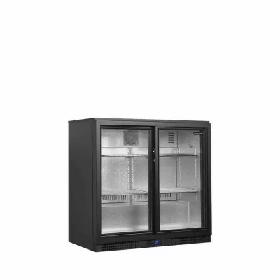 TEFCOLD - Arrière de bar noir 2 portes vitrées coulissantes 188 L