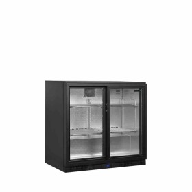 TEFCOLD - Arrière de bar noir 2 portes vitrées coulissantes 182 L