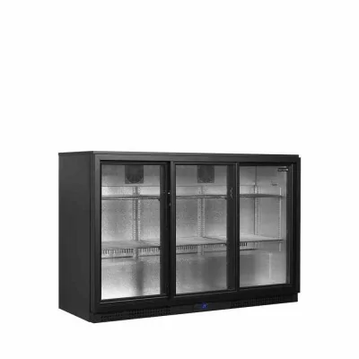 TEFCOLD - Arrière de bar noir 3 portes coulissantes vitrées 288 L