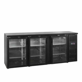 TEFCOLD - Arrière de bar noir 3 portes vitrées battantes 442 L