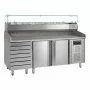 TEFCOLD - Table à pizzas dessus granite 2 portes 7 tiroirs saladette 9x GN 1/3 370 L