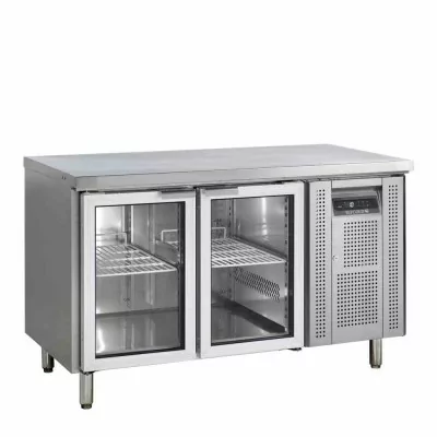 TEFCOLD - Table réfrigérée inox centrale 2 portes vitrées GN 1/1 272 L