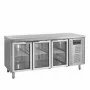 TEFCOLD - Table réfrigérée inox centrale 3 portes vitrées GN 1/1 402 L