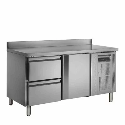 TEFCOLD - Table réfrigérée inox avec dosseret 1 porte 2 tiroirs GN 1/1 272 L