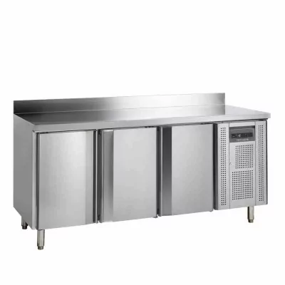 TEFCOLD - Table réfrigérée inox avec dosseret 3 portes pleines GN 1/1 402 L