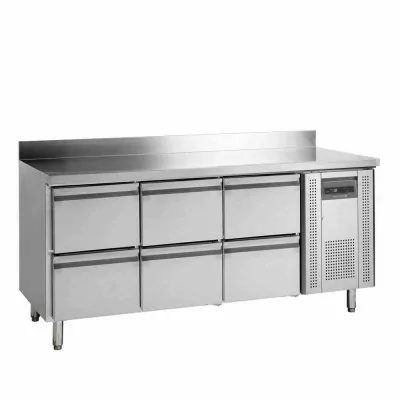 TEFCOLD - Table réfrigérée inox avec dosseret 6 tiroirs GN 1/1 402 L