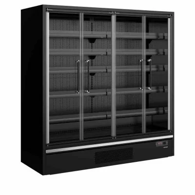 TEFCOLD - Vitrine réfrigérée pour supermarché noire 4 portes 943 L