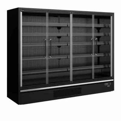 TEFCOLD - Vitrine réfrigérée pour supermarché noire 4 portes 1258 L