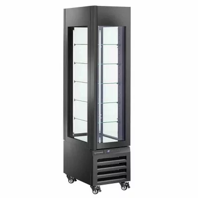 DIAMOND - Vitrine FULL vitrée 260 L 5 niveaux en verre ventilée ICE CREAM & PASTRY noir