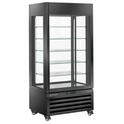 DIAMOND - Vitrine FULL vitrée 600 L 5 niveaux en verre ventilée ICE CREAM & PASTRY noir