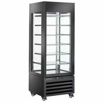 DIAMOND - Vitrine FULL vitrée 440 L 6 niveaux en verre statique ICE CREAM noir