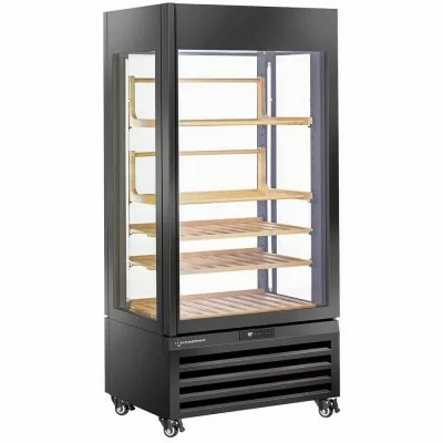 DIAMOND - Vitrine FULL vitrée 600 L 1 niveau + 4 étagères ventilée WINE noir