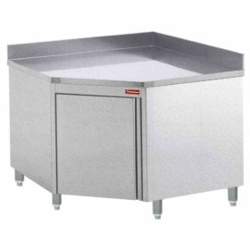 DIAMOND - Meuble sur placard neutre à angle 90° inox AISI 441 avec dosseret