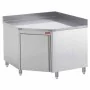 DIAMOND - Table sur armoire neutre à angle 90° inox AISI 304 avec dosseret