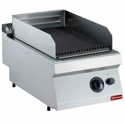 DIAMOND - Grill pierre de lave gaz, grille en fonte 1/2 mod TOP