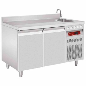 DIAMOND - Table frigorifique murale ventilée 2 portes GN 1/1 260 L avec évier