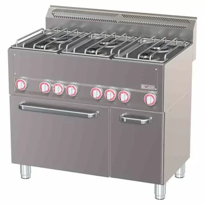 DIVERSO - Fourneau 6 feux sur four à convection GN 1/1 et armoire neutre