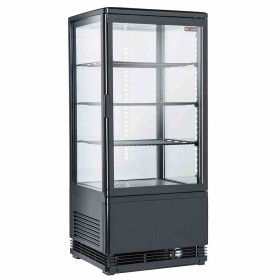 DIVERSO - Vitrine de table ventilée 4 faces vitrées 4 niveaux 80 L noire