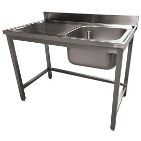 DIVERSO - Plonge inox ECO 1 cuve égouttoir gauche sans tablette L. 1400 mm P. 700 mm