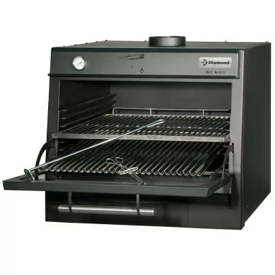 DIAMOND - Four-BBQ à charbon GN 1/1 + GN 2/4 (75 kg/h) noir