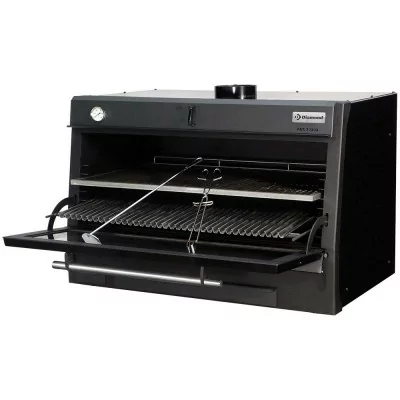 DIAMOND - Four-BBQ à charbon GN 2/1 + GN 1/1 (120 kg/h) noir