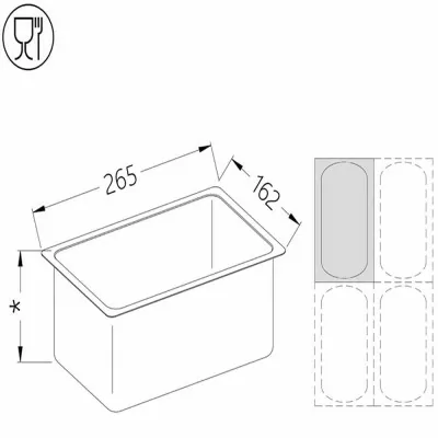 DIAMOND - Bac gastronorm 1/4 hauteur 150 mm