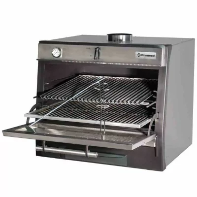 DIAMOND - Four-BBQ à charbon GN 1/1 + GN 2/4 (75 kg/h) inox