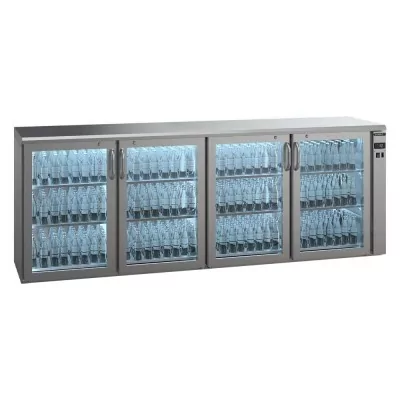 GAMKO - Arrière bar réfrigéré 4 portes vitrées inox sans groupe