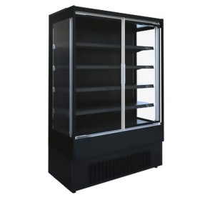 AFI - Vitrine murale froid positlf ventilé noire 2 portes coulissantes 1500 mm