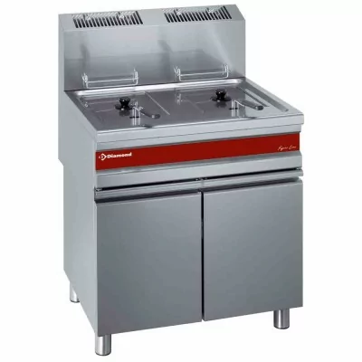 DIAMOND - Friteuse gaz 2 cuves professionnelle 15 L sur armoire