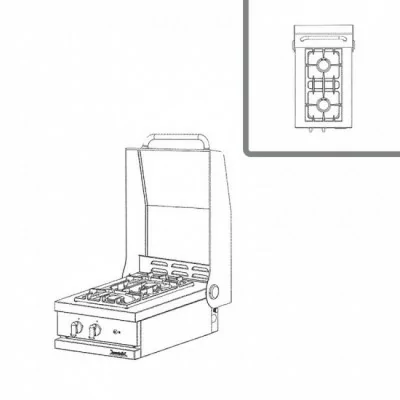 WESTAHL - Table de cuisson gaz 2 feux vifs, à poser, AVEC couvercle