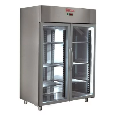 SEDA - Armoire réfrigérée positive inox 1400 L, 2 portes vitrées