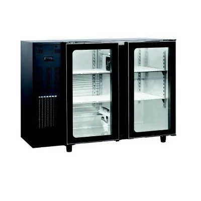 AFI - Frigo bar skinplate noir avec groupe 2 portes vitrées 1255 mm