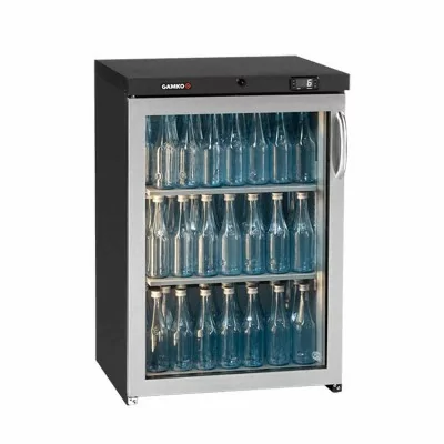 GAMKO - Arrière bar réfrigéré inox 150 L 1 porte vitrée charnières gauche