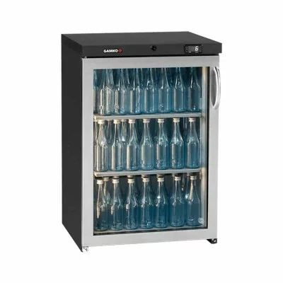 GAMKO - Arrière bar réfrigéré inox 140 L 1 porte vitrée charnières gauche