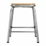 BOLERO - Tabouret bas en acier galvanisé avec assise en bois (lot de 4)