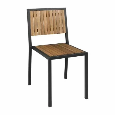 BOLERO - Chaises en acier et acacia (lot de 4)