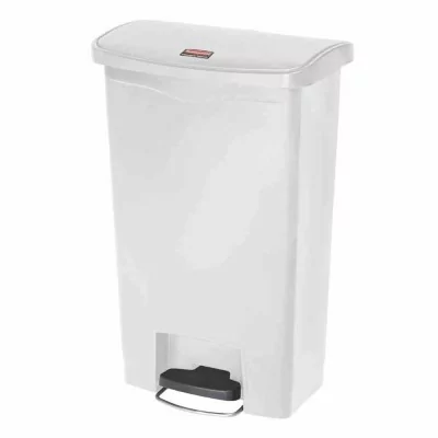 RUBBERMAID - Poubelle à pédale frontale large Slim Jim Step-On blanche 50L