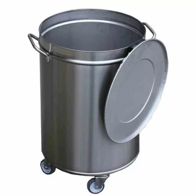 GASTRO M - Poubelle inox avec roues et couvercle 50L