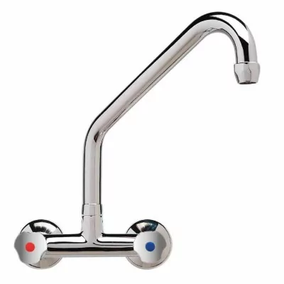 GASTRO M - Robinet mélangeur bi-trou modèle lourd 3/4 fixation murale col haut 250 mm 