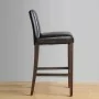 BOLERO - Tabouret de bar haut avec dossier en simili cuir noir