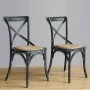 BOLERO - Chaises en bois patiné avec dossier croisé noires (lot de 2)