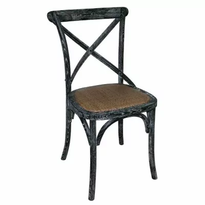 BOLERO - Chaises en bois patiné avec dossier croisé noires (lot de 2)