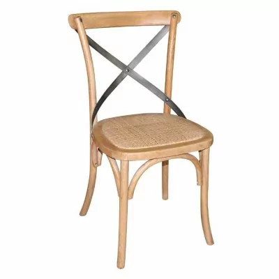 BOLERO - Chaises en bois patiné avec dossier croisé naturel (lot de 2)