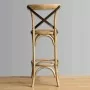 BOLERO - Tabouret de bar en bois avec dossier croisé métal