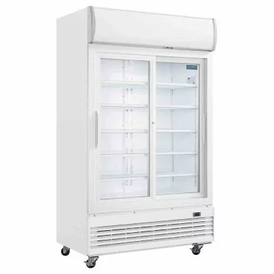 POLAR - Armoire réfrigérée 2 portes vitrées coulissantes avec caisson lumineux Série G 950L