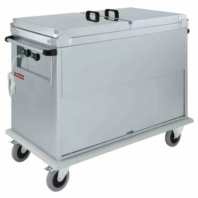 DIAMOND - Chariot bain marie 2x GN 1/1, 2 T°c, couvercles, armoire porte basculante